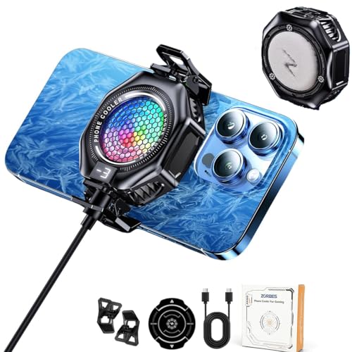 ZORBES® Phone Cooler Gaming Fan, Magnetic Phone Cooler Magnetic Mobile Cooler with 3 Level Modes, RGB LED Gaming Mobile Cooler Fan with Clips, Phone Radiator Case for iPhone Android Smartphone ZORBES® Phone Cooler Gaming Fan, Magnetic Phone Cooler Magnetic Mobile Cooler with 3 Level Modes, RGB LED Gaming Mobile Cooler Fan with Clips, Phone Radiator Case for iPhone Android Smartphone